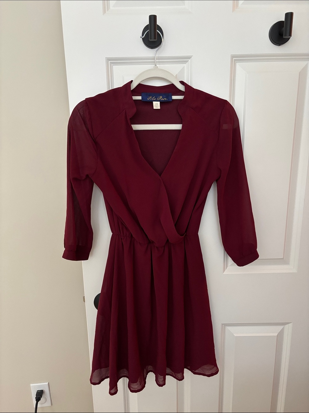 Blue Rain Burgundy Wrap-Style Midi Dress